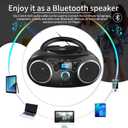 Portable CD Boombox with Bluetooth, FM Radio, USB Port, MP3-CD Compatible, AUX Input, Headphone Jack, Remote Control, Clear Stereo 4 Watts of Audio, AC/Battery Powered