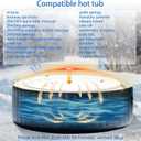 Inflatable Hot Tub Cover Round Replacement All Saluspa Intex Spa Covers Insert One Size Fits All Insulated Thermal Energy Saving Hot Tub Lid Replacement Used for Rain-Proof Snow-Proof with Handle