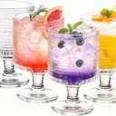 4 Pack Vintage Goblet Glasses, Hobnail Drinking Glassware, 8 oz Vintage Wine Glasses for Cocktail, Whiskey, Beer, Juice