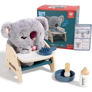 TOP BRIGHT Koala Toys for Kids 3-5, Emotional Learning Interactive Plush with Glowing Heart, Feeding Accessories, Sounds & Diagnosis Cards, Pretend Play Care Toy Gift for Girls and Boys