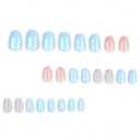 Blue Press on False Nails Short Oval - Polka Dot & Striped