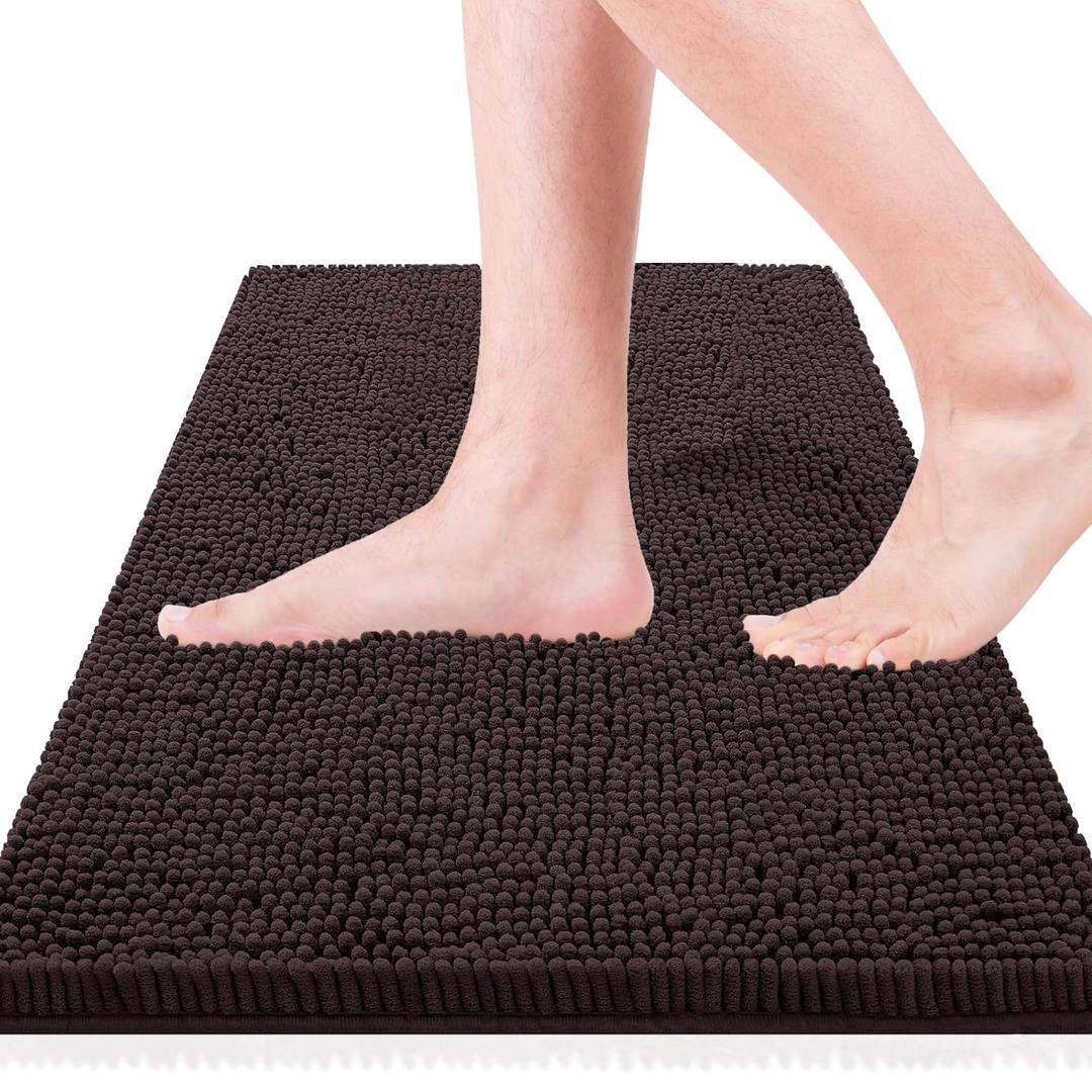 Flotstiga Bathroom Rugs 32x20,Super Absorbent Soft,Thick,Machine Washable Chenille Bath Mat,Non Slip Toilet Floor Rug,Bath Mats for Bathroom Floor, Home Decor Accessories,Coffee
