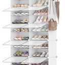 SONGMICS Shoe Rack Organizer, 10-Tier Shoe Storage Cabinet for Closet and Entryway, Holds 40 Pairs of Shoes, Adjustable, Cloud White and Trasparent ULPC035W01