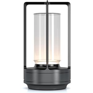 Portable Outdoor Table Lamp, Cordless Dimmable Touch Table Light, Rechargeable Battery Operated Small Lamp with 3 Colors and Brightness Control for Bedroom/Patio/Camping/Bar/Coffee Shop (Grey) (Gray)