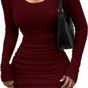 HBQ Women's Casual Sweater Dress Turtleneck Ribbed Bodycon Long Sleeve Mini Knit Dresses 2025 Fashion (Large, 92-red)