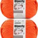 6 Super Bulky Velvet Chenille Yarn for Crocheting - 2 Skein of 200g/7 oz - Ultra Soft Heavy Weight Chunky Knitting Yarn for Baby Blankets, Amigurumi, Home DecorOrange Peel2 Skein