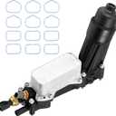 Oil Cooler Oil Filter Housing with Gaskets | Compatible With 3.6L 2011-2016 Dodge Journey Grand Caravan Jeep Wrangler Chrysler 200 300 Ram ProMaster & More | Replaces# 5184294AE, 68105583AF