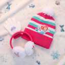 Cutecrop 3 Pcs Kids' Winter Hat Earmuffs and Kids Gloves Set, Winter Soft Plush Beanie Gloves Ear Warmer for Age 4-7