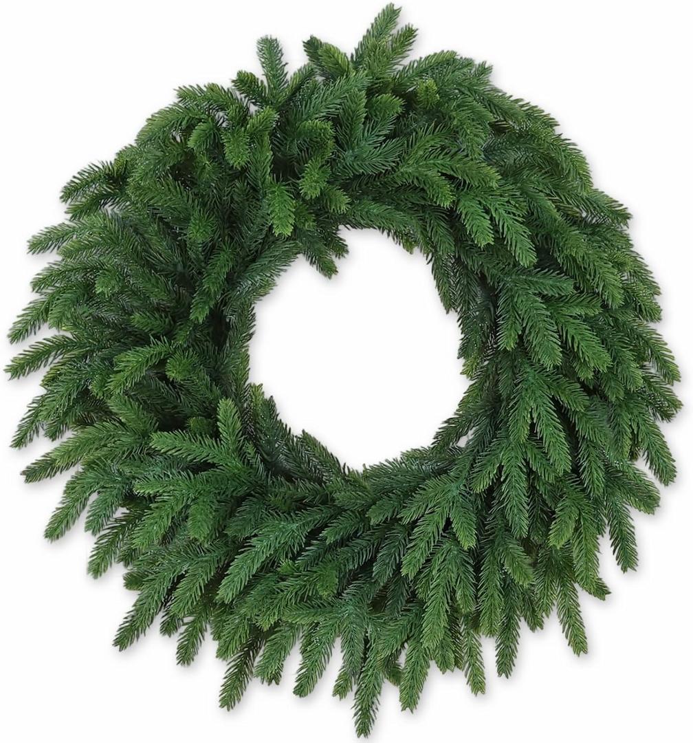 Christmas Wreaths Outdoor Realistic 24 Inch Large Artificial Winter Greenery Pine Cedar Wreaths for Windows Xmas Holiday Home Table Mantle Yard Staircase Wall Door Porch Hanging Decor Outdoor Indoor