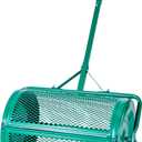 VEVOR Compost Spreader, 24 in Wide Peat Moss Spreader with Push/Tow Handle, 4 Heights Adjustable, Powder-Coated Steel Garden Peat Moss Roller, Heavy Duty Grass Seed Spreaders for Planting Seeding (Green)