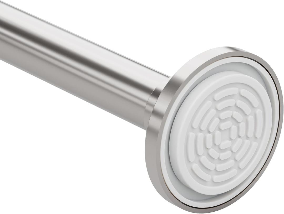 Zenna Home Tension Shower Curtain Rod, No Drilling, Adjustable 26 to 76 Inches, Easy to Install Stainless Steel Shower Rod, Rustproof, Brushed Nickel
