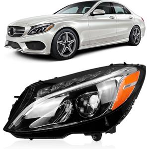 LED Headlight Assembly Fit for 2015-2018 Mercedes Benz C-Class W205 C300 C180 C200 C250 C43 C63 C350E, Front Headlight Headlamp w/LED DRL Projector Replace A2059067703, A2059063004 (Left Driver Side)