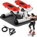 Stair Stepper for Home Exercise, 400LB Twist Steppers for Exercise with Resistance Bands/Anti-Slip Mat, Mini Stepper Hydraulic Fitness Exercise Machine, Full Body Cardio Workout