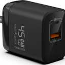 Fast 45W Dual USB-C Plus USB-A Charger - GaN Power Delivery - Fast Compact Power Adapter for Laptops, Smart Phones, Tablets and Thousands of Other Devices (Black, 45W)