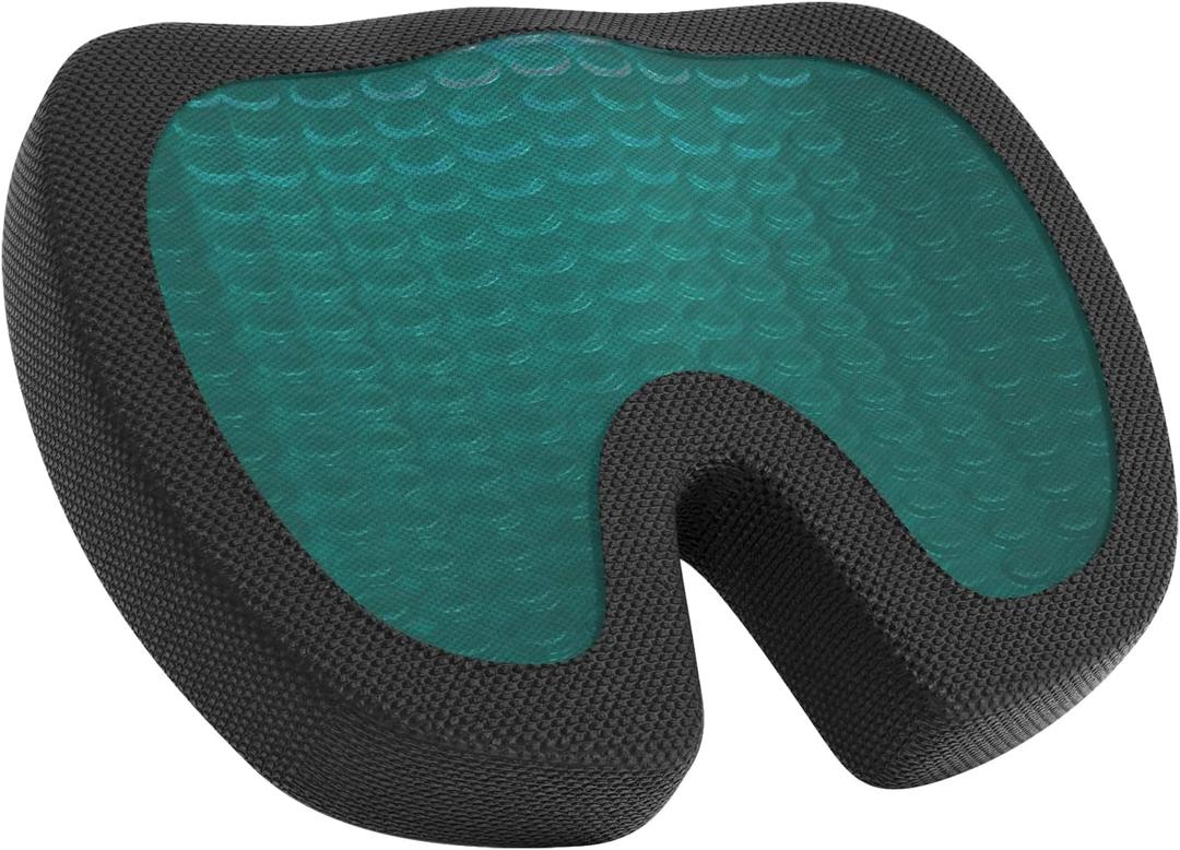 Amazon Basics Comfortable Seat Cushion for Office Chairs, Gel Enhanced Memory Foam, Non-Slip, Cooling Support for Long Sitting, Black