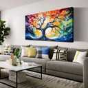 Large Canvas Wall Art Colorful Tree Picture Modern Living Room Bedroom Home Office Wall Decor Framed Canvas Prints Ready to Hang Size 24x48