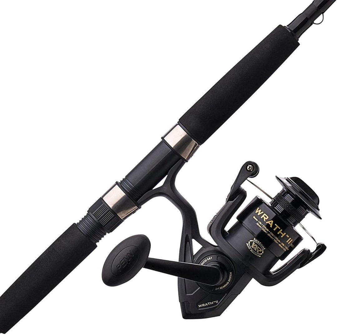 PENN 8' Wrath II Fishing Rod and Spinning Reel Combo, Size 5000, Medium Heavy Power, Moderate Fast Action, Corrosion-Resistant Graphite Construction, Lightweight and Durable