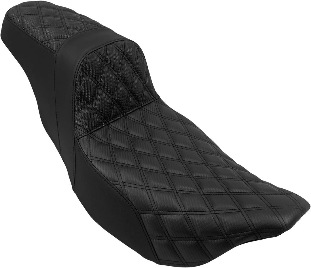 One-Piece Seat Driver & Passenger Seat 2-Up Fit For Harley Touring Road King FLHR Road Glide FLTR Street Glide FLHX Electra Glide Ultra Limited FLHT 2009-2023 (Black Stitching)