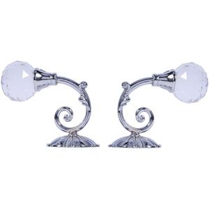 Crystal Curtain Tiebacks, 2x Metal Crystal Glass Curtain Holdback Decorative Wall Mounted Window Tassel Curtain Drapery, Window Treatment Holdbacks (Silver)