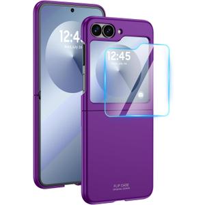 GooseBox for Samsung Galaxy Z Flip 6 Case with Screen Protection,Z Flip 6 Slim HD Clearly Case Ultra-Thin Anti-Scratch Shockproof Phone Case(Purple)