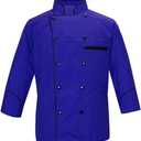 Men's Multi Color Chef Jacket/Light Weight Chef Coat With Contrast Black Piping  (Blue, 2X-Large)
