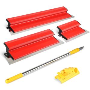 Drywall Skimming Blade Set with 30" - 48" Extension Handle 10in/24in/32in Stainless Steel Skimming Blades for Wall Surface Smoothing Ideal for Drywall Plaste Wallboard Repair Joint
