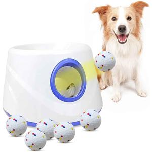 Automatic Dog Ball Launcher, Dog Ball Throw Launcher, 3 Adjustable Distance 20-45FT, with 6 2.3-inch ETPU Balls, for Small/Medium Dogs, Outdoor Interactive Toys