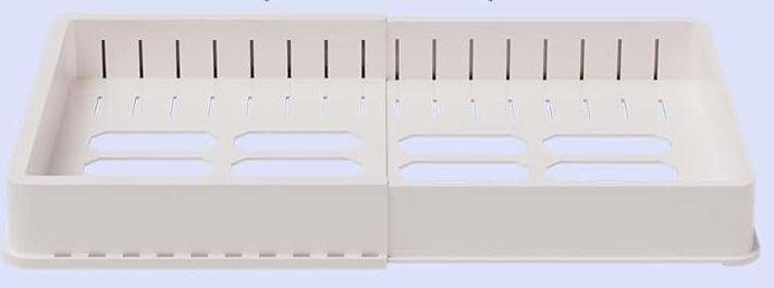 SWOMMOLY Expandable Food Storage Container Lid Organizer, Includes 6 Adjustable Dividers, 30 Preprinted and Blank Writable Labels, White