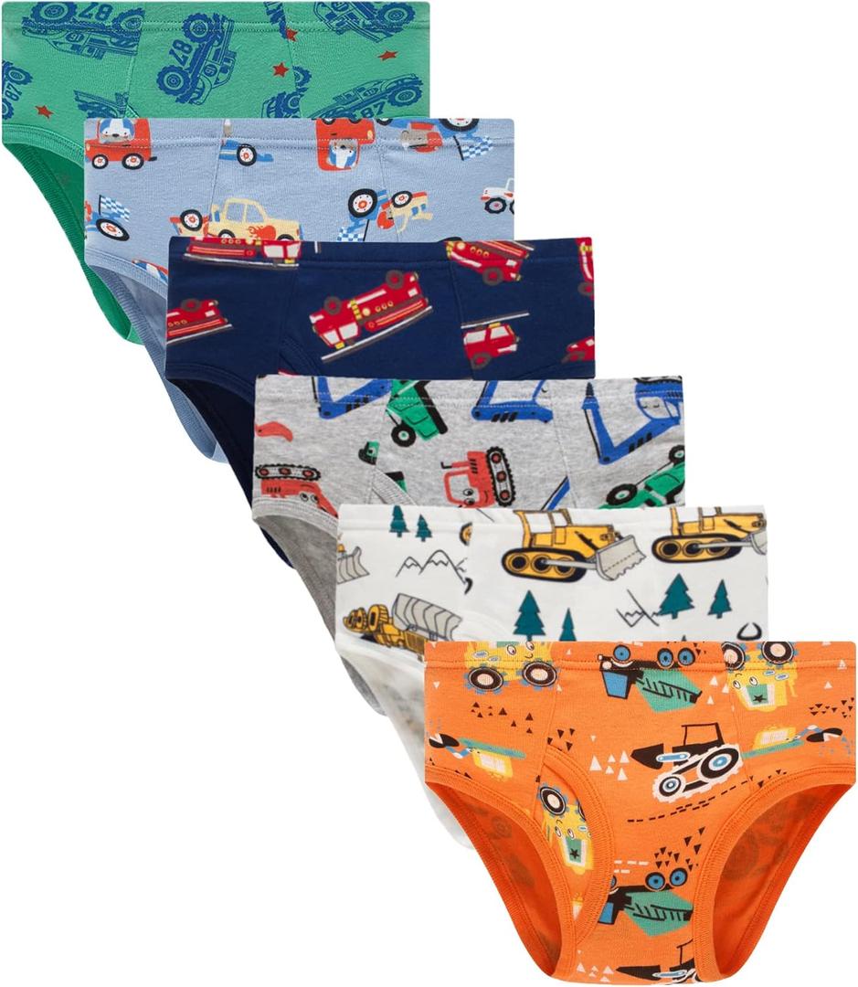 Boboking 100% Cotton Little Boys Briefs Soft Dinosaur Truck Toddler Underwear (5, Yellow 16)
