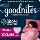 Goodnites Girls' Nighttime Underwear, Size XXL (120-165 lbs), 54 Ct
