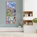 Kate and Laurel Blake Circle of Love Framed Printed Glass Wall Art by Caleb Griswold, 18x24 Natural, Colorful Abstract Décor for Wall