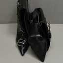 LACIKOSZ Black Knee High Crocodile Boots for Women Pointed Toe Slim Calf Sexy Stiletto High Heel Long Tall Boots with Slide Zipper Buckle Rivets, 8.5