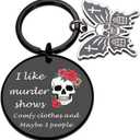 Halloween Keychain Boo Basket Stuffers Gifts Funny Gothic Skull Dark Humor Engraving Spooky Witchy Accessory for Women, Witchy Gifts for Women Halloween Basket Stuff Gift for Teen Girl Cool