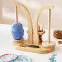Baffect Yarn Holder Magnetic, Yarn Ball Holder Wooden, Yarn Spindle with Double Spindles, Spinning Yarn Holder for Crochet Lovers (Natural)
