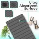 Stone Dish Drying Mat For Kitchen Counter - Fast-Drying 24"(L)16"(W) Collapsable Diatomaceous Mat With Four Matching Stone Coasters - Versatile Stone Drying Mat for Cups, Dishes, Bottles, Large