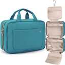 BAGSMART Toiletry Bag Travel Bag with Hanging Hook, Water-resistant Makeup Cosmetic Bag Travel Organizer for Accessories, Shampoo, Full Sized Container, Toiletries，Large-Teal