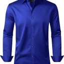 J.VER Boy's Long Sleeve Dress Shirts Solid Stretch Wrinkle-Free Shirt Kids Casual Button Down Shirts School Uniform (14-15 Years, Royal Blue)