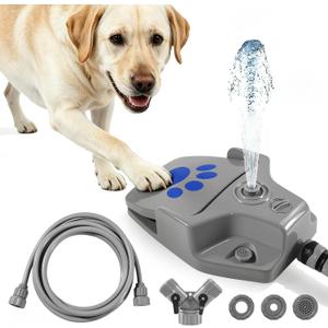 Outdoor Dog Water Fountain, Paw Activated Pet Water Dispenser, Step On Dog Sprinkler, Dog Drinking Station for Medium Large Dogs, Yard & Garden - Hose Connected, No Tank Design