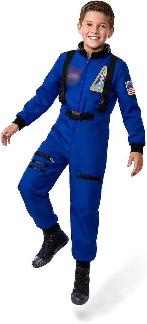 Astronaut Costume for Kids Space Pilot Toddler Boys Birthday Halloween Costumes Blue, 10-12 Years