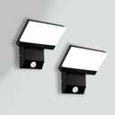 2Pack Wired Motion Sensor Outdoor Lights Fixtures LED 18W Modern Exterior Porch Lights Wall Sconce Light for Patio Doorway Garage Matt Black Square Cool White 6000K