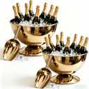 12L Large Stainless Steel Champagne Ice Bucket with Ice Scoop, Mirror Polished Punch Bowl with Detachable Stable Base, Holds Up to 10 Bottles for Parties, Weddings, Banquets and Restaurants