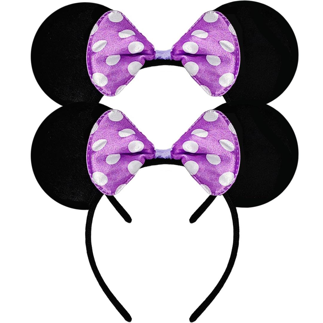 MADO 2 pack mouse ears headbands for adults women little girls boys (bright purple, onesize)