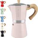 Mongdio Stovetop Espresso Maker Moka Pot, Cuban Coffee Maker Stove top coffee maker Moka Italian Espresso Greca Coffee Maker Brewer Percolator, 12 Espresso Cups, 20 oz - Pink