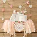 DCJHFJ Wildflower 1st High Chair Banner Birthday Party Decorations for Girl Light Pink One Flower Cake Topper 1st Birthday Decorations Supplies