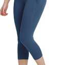 baleaf Women's Capri Leggings with Pockets Yoga Plus Size High Waisted Workout Running Gym Casual Pants Denim Blue, Large