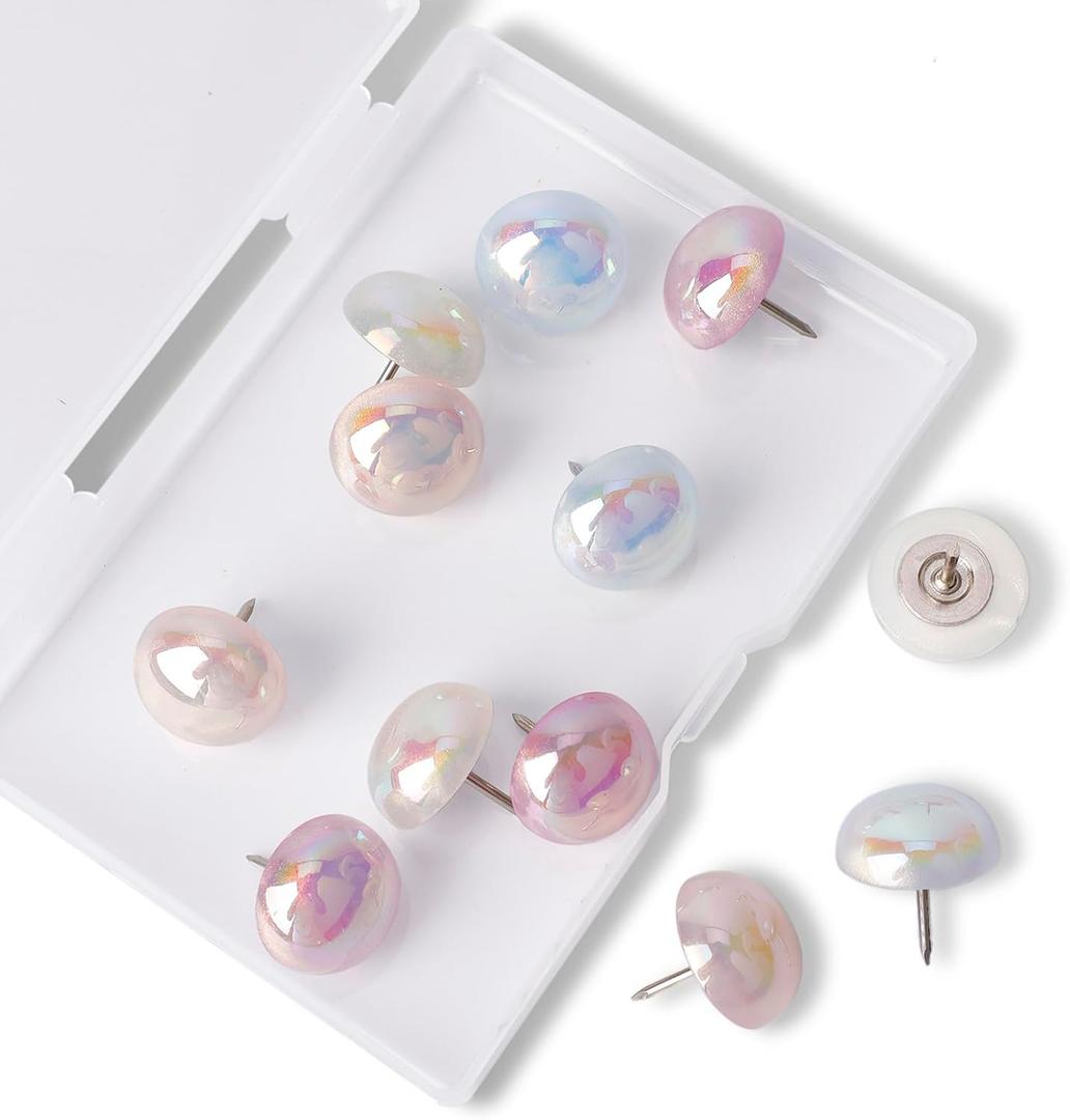 12 Pcs Pearlescent Colorful Push Pins Consisting of 4 Colors Used for Cork Board Walls Home Classrooms Office Accessories and Cute Office Desk Accessories