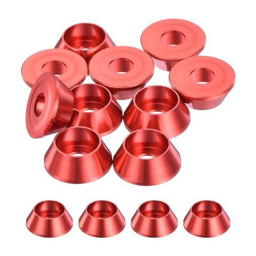 MECCANIXITY M5 Cone Cup Washers,Anodized Aluminum Gaskets Cup Head Washer Gasket for Screw RC/FPV/PC/Drone/Mechanical Accessories Model Parts, Pack of 10 (Red)
