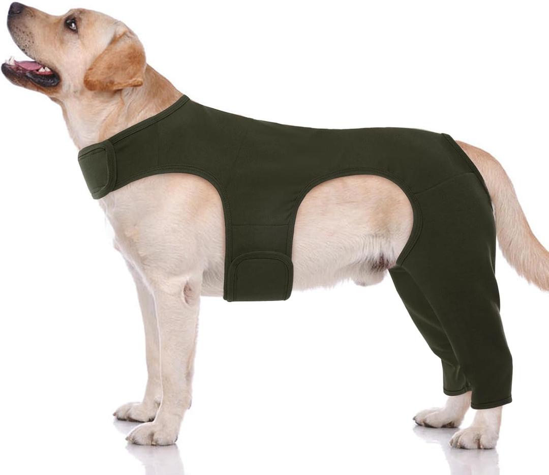 ROZKITCH Dog Hind Leg Sleeve Rear Legs, Pet Sleeve to Prevent Licking Wound Elbow Protector, Dog Recovery Suit Cone Collar Alternative for Sprain ACL CCL Arthritis Joint Care Green L (L(Back Length:16.9"Leg Length:10.2"))