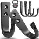 WODEGIFT 5 Large Size Heavy Duty Wall Hooks, Coat Hooks for Hanging Pans, Backpacks, Coats, Garage Items (Black)