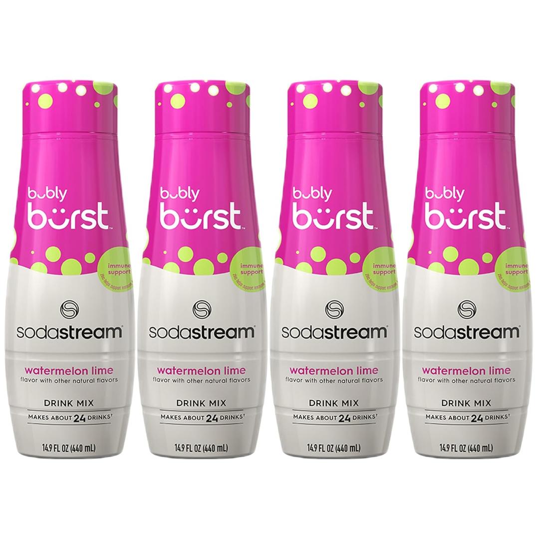 SodaStream Bubly Burst Watermelon Lime Drink Mix (440ml, Pack of 4) (EXP 05/10/26)